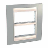 Unica Plus - cover frame (fix. frame) - 2 gangs (H) - 2x4 m - mist grey/ivory