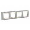 Unica Plus - cover frame - 4 gangs, H71 - mist grey/ivory