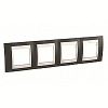 Unica Plus - cover frame - 4 gangs, H71 - cacao/ivory 