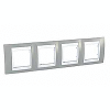 Unica Plus - cover frame - 4 gangs, H71 - mist grey/white