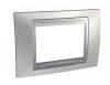 Unica Top - cover frame - 3 modules - glossy chrome/aluminium