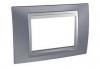 Unica Top - cover frame - 3 modules - metal grey/aluminium