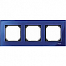 Real glass frame, 3-gang, Sapphire blue